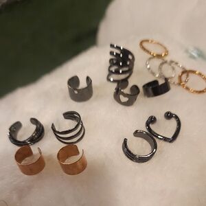 Mixed Metal Ear Cuffs Set Cute Heart